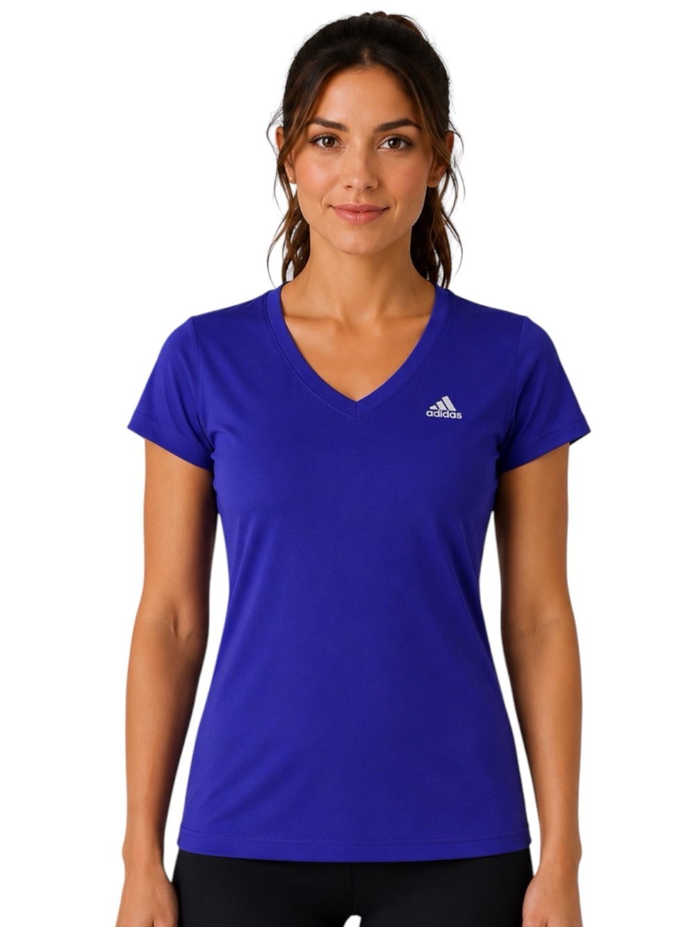 Adidas Purple V Neck Athletic Tee Shirt Size Medium